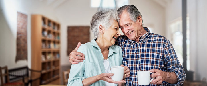 senior couple with coffee