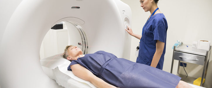 patient in CT scanner